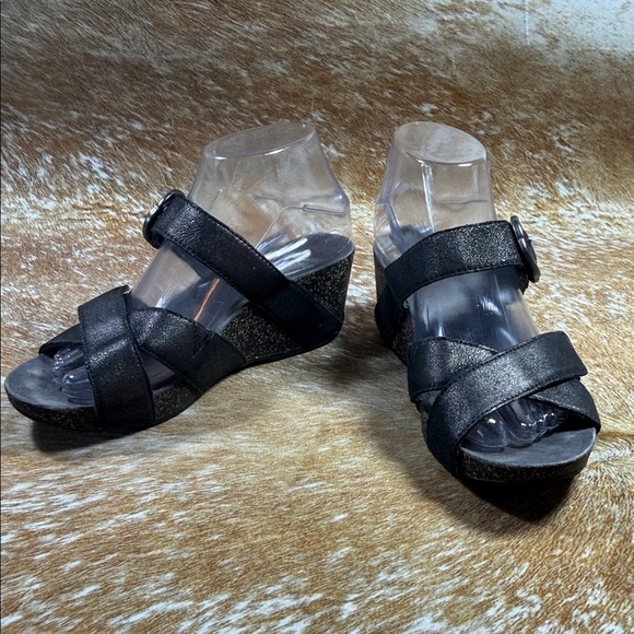 Dansko Shoes - Dansko Susie Black Wedge Sandals Nubuck Leather EUC sz EU 37 Slip-On Comfort